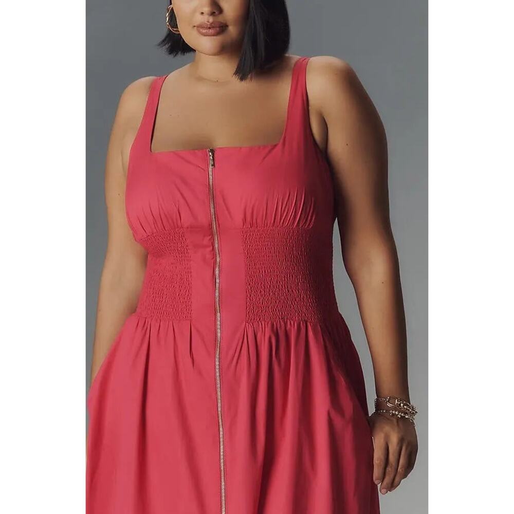 NWT ANTHROPOLOGIE Tommie Sleeveless Scoop-Neck Smocked Front-Zip Shirt Dress 3X - Picture 2 of 5